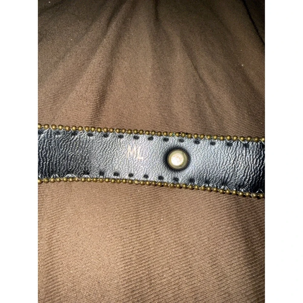Vintage Multi Color Tapestry Jeweled Belt Gold Tone Ball Chain Trim M/L